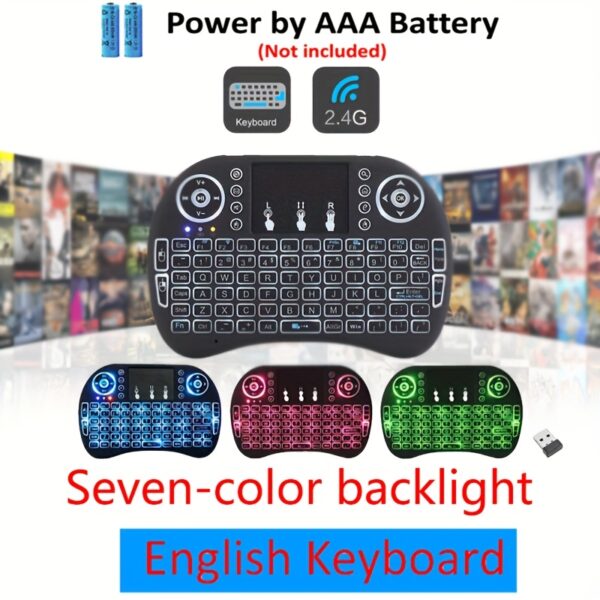 Mini i8 Wireless Keyboard Air Mouse and Touchpad 2.4G Portable 7 Color Backlight for Android TV Box and Computer - Imagen 4