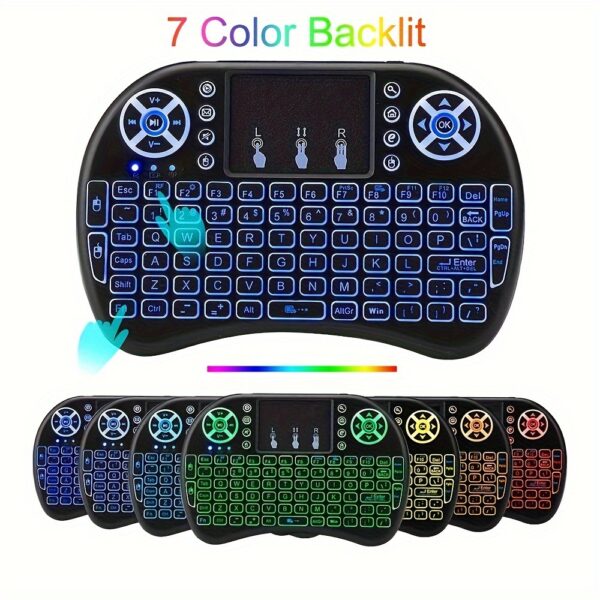 Mini i8 Wireless Keyboard Air Mouse and Touchpad 2.4G Portable 7 Color Backlight for Android TV Box and Computer