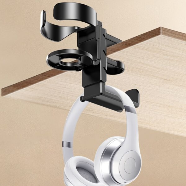 2-in-1 Desk Cup & Headphone Holder - Gaming Headset Mount with Drink Rack for Computer Desks - Imagen 9