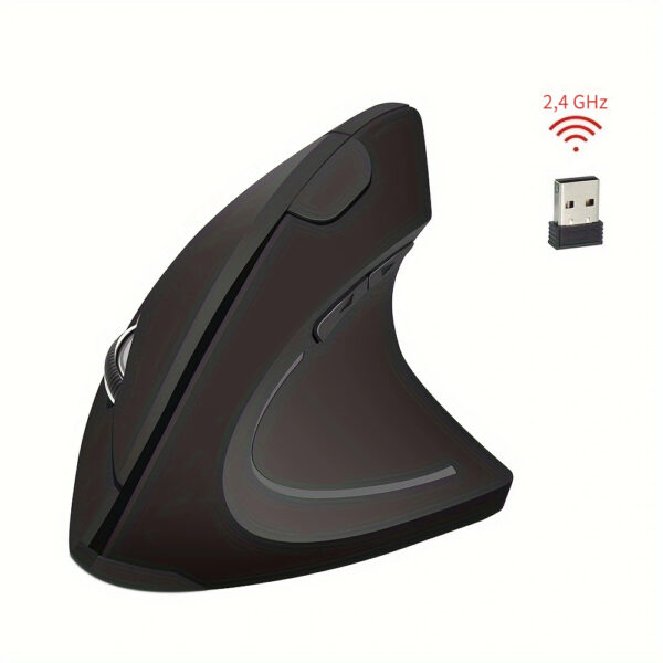 Ratón de Juego Vertical Ergonómico - Inalámbrico, Alimentado por USB con 6 Botones y Rueda de Desplazamiento 3D para PC y Portátil, Escritorio, Oficina, Hogar