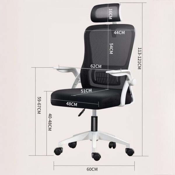 Office Chair, for Gaming, Ergonomic Desk with Headrest, Adjustable and with Lumbar Support Breathable Mesh Backrest 90 Degree Foldable Armrests 360 Degree Rotation (SF168-002) - Imagen 2