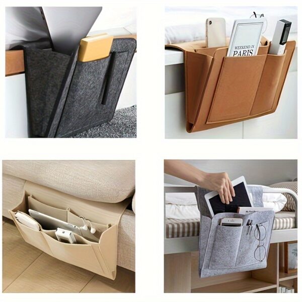 Versatile Felt Bedside Organizer - Hanging Storage Bag for Dorms, Sofas & Beds, Baskets, Bins & Containers for Home Organization - Imagen 7