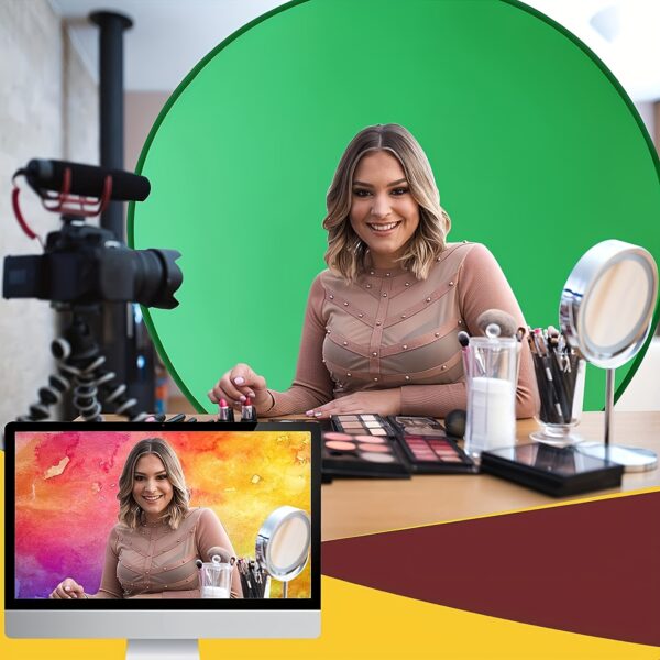 Collapsible Green Screen Backdrop with Chair Mount - Professional Chroma Key Studio Background for Vlogging, Streaming, and Video Chats - Portable, Durable Polyester Fabric, Easy Setup & Storage - Perfect for Home Studios, Beginners, and Content Creators, Streaming Equipment | Portable Backdrop | Stable Chair Mount - Imagen 13